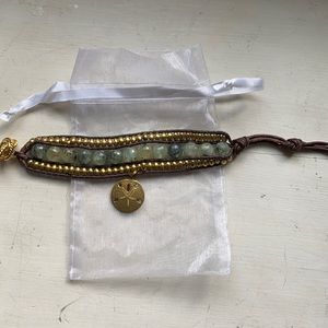 Bead and leather bracelet